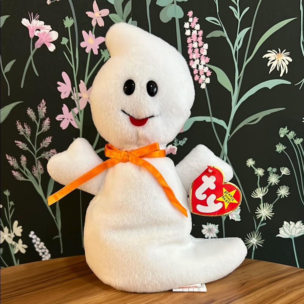 VINTAGE TY SPOOKY the ghost original Beanie Baby WITH TAG 1995 Style 4090 plush